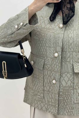 کت ژاکارد یقه گرد دو جیب پاکتی سالوینا