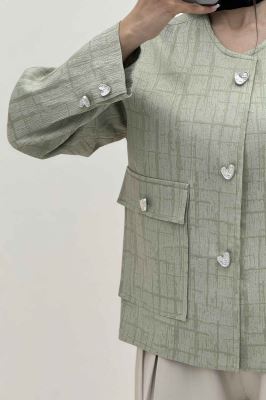 کت ژاکارد یقه گرد دو جیب پاکتی سالوینا