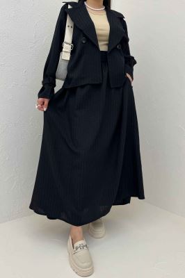 ست کت و دامن شانتون راه راه هاوین