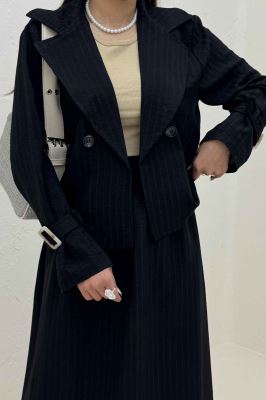 ست کت و دامن شانتون راه راه هاوین