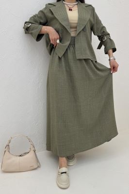 ست کت و دامن شانتون راه راه هاوین