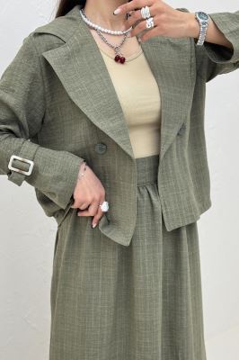 ست کت و دامن شانتون راه راه هاوین