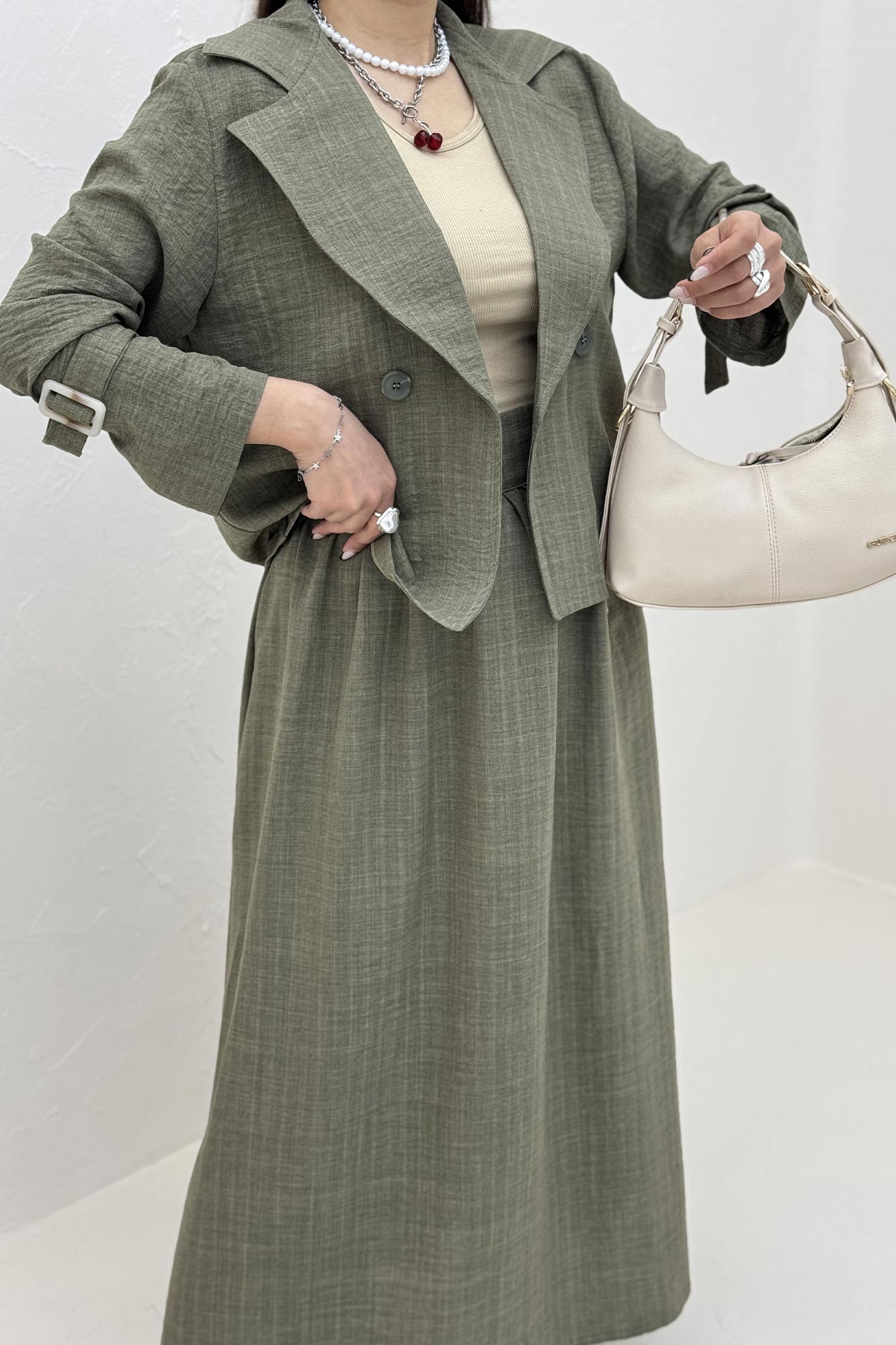 ست کت و دامن شانتون راه راه هاوین