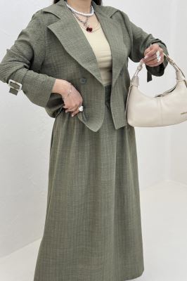 ست کت و دامن شانتون راه راه هاوین