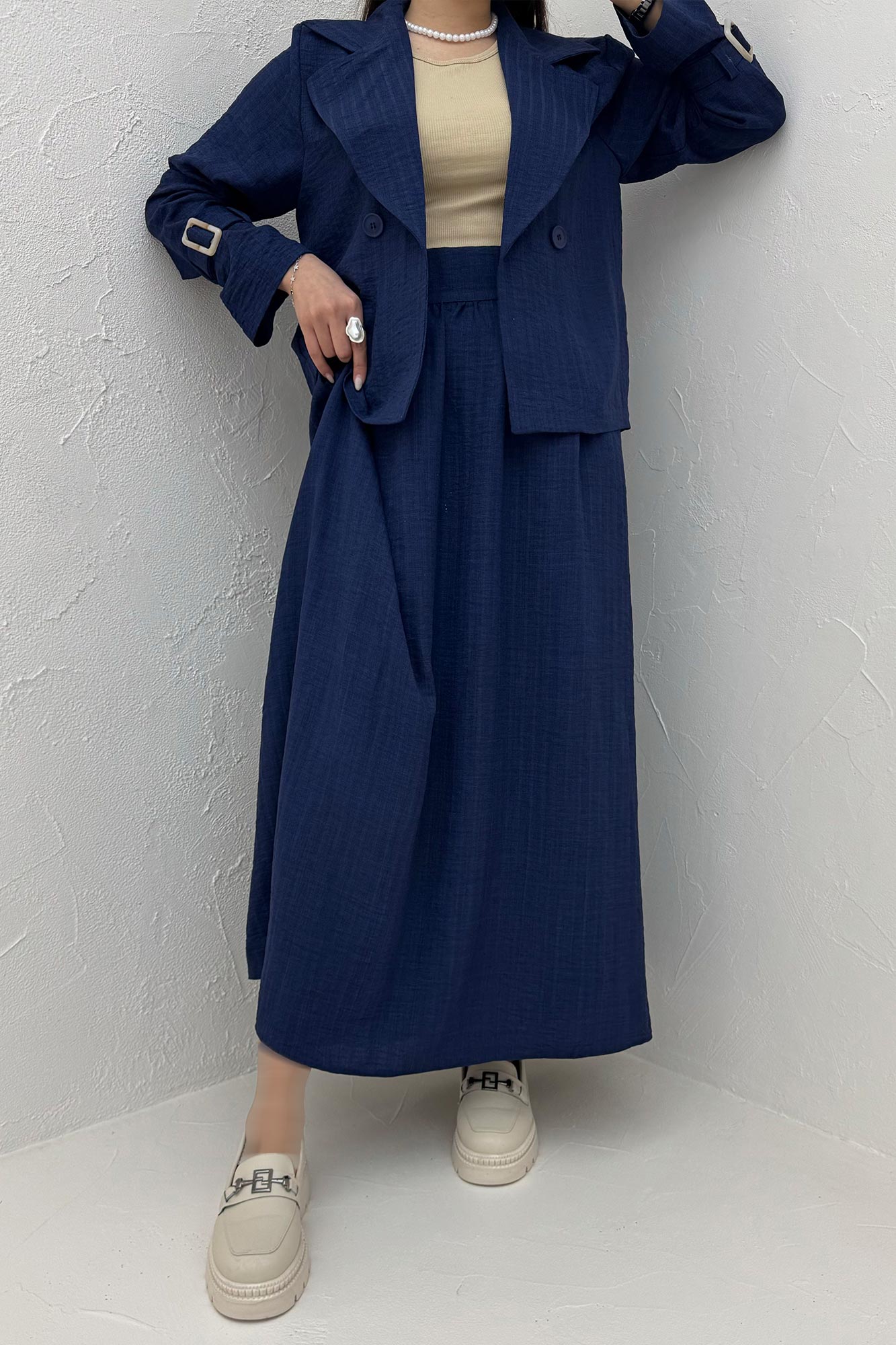 ست کت و دامن شانتون راه راه هاوین