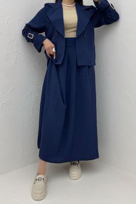 ست کت و دامن شانتون راه راه هاوین