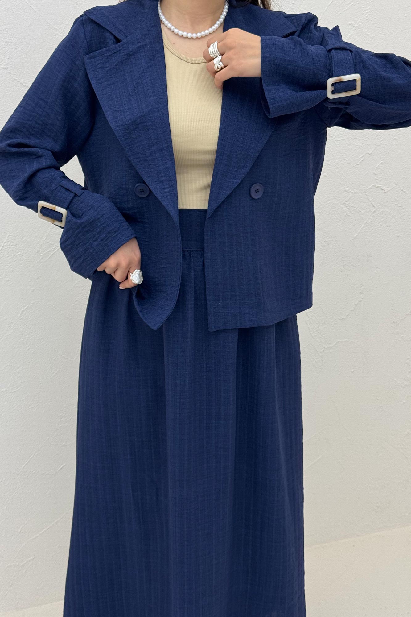 ست کت و دامن شانتون راه راه هاوین