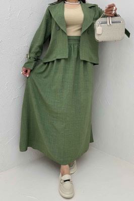 ست کت و دامن شانتون راه راه هاوین