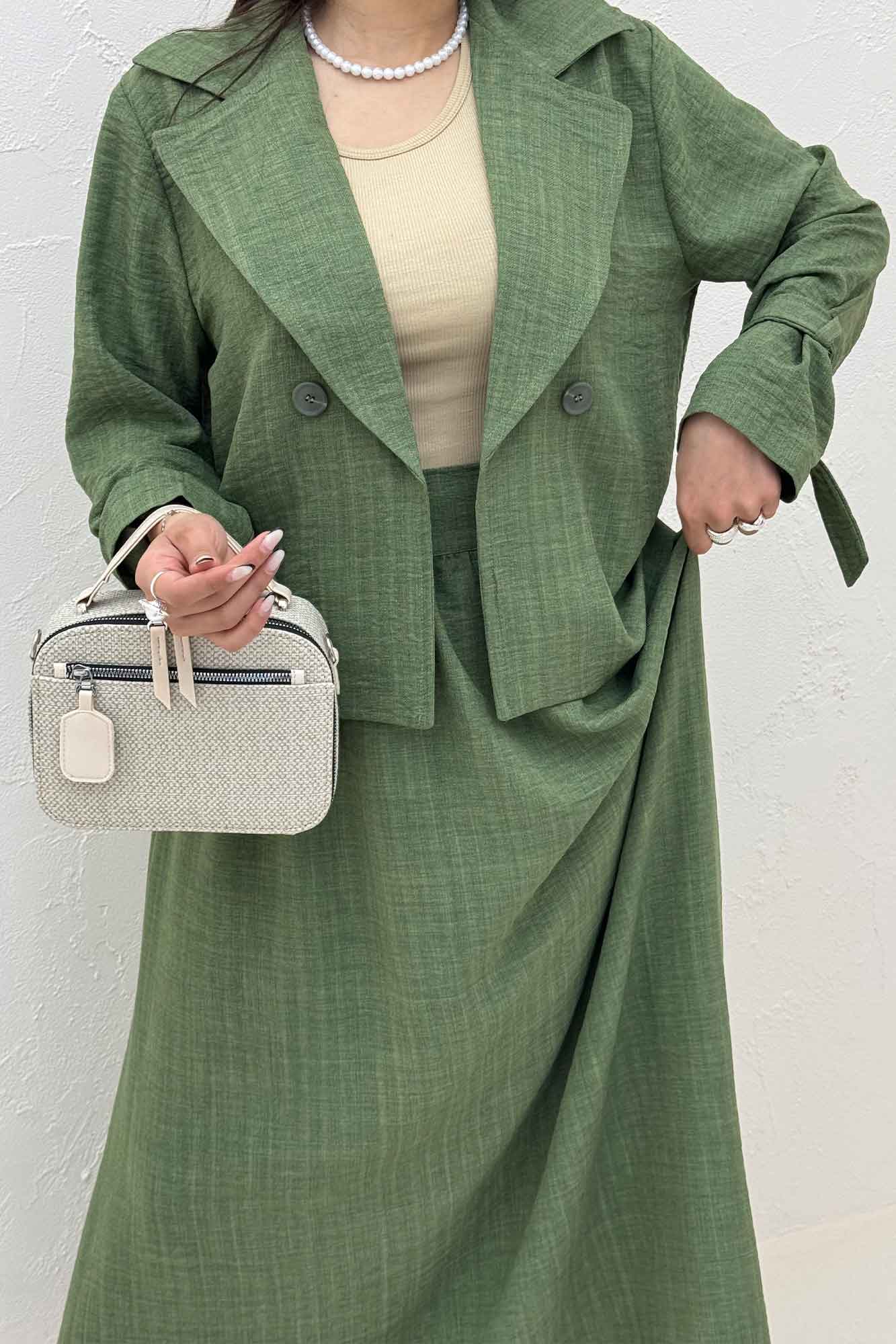 ست کت و دامن شانتون راه راه هاوین