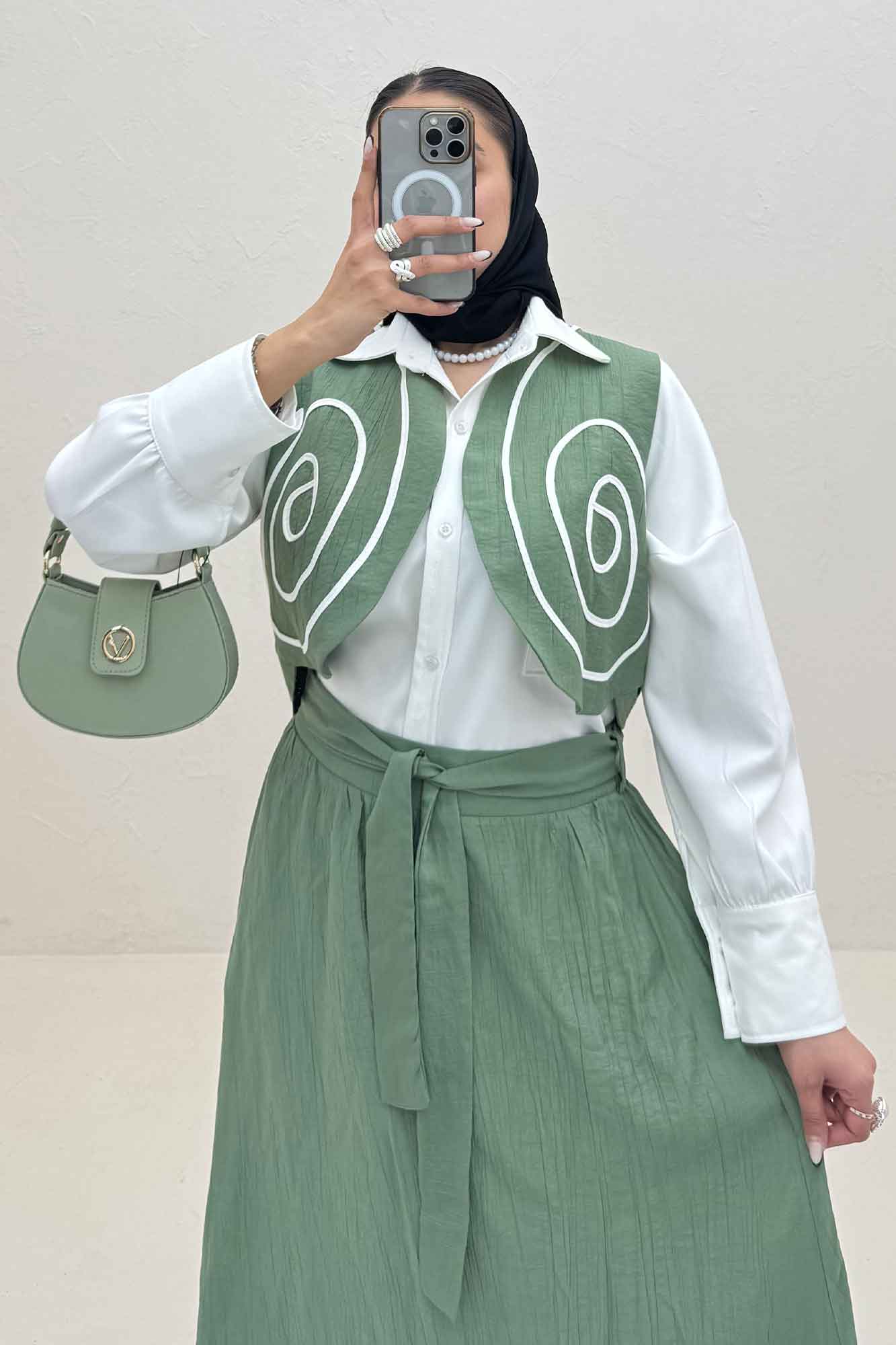 ست کریشه ژیله پشت تور و دامن والریا