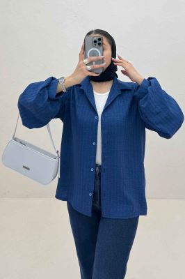 شومیز مانتویی شانتون زیپی آستین پیله