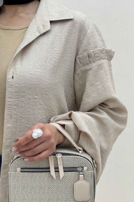 شومیز مانتویی شانتون زیپی آستین پیله