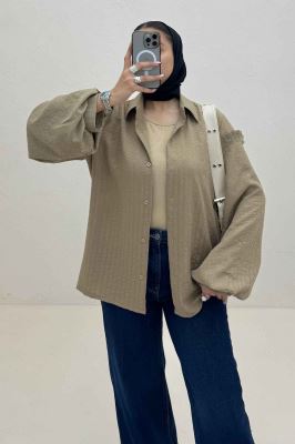 شومیز مانتویی شانتون زیپی آستین پیله