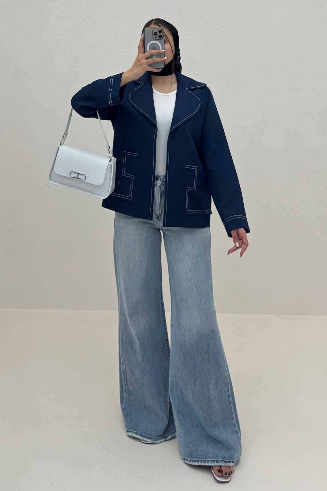 کت مازراتی یقه ب ب دوخت دار ژالین