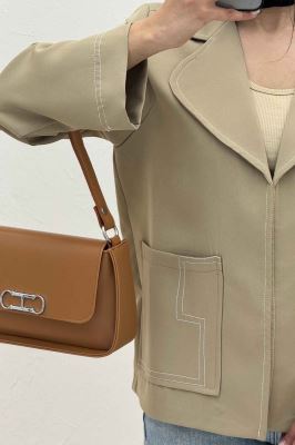 کت مازراتی یقه ب ب دوخت دار ژالین