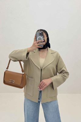 کت مازراتی یقه ب ب دوخت دار ژالین