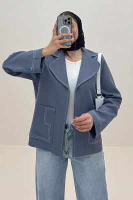 کت مازراتی یقه ب ب دوخت دار ژالین