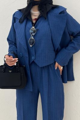 ست کت و شلوار ژیله دار شانتون زیپی 