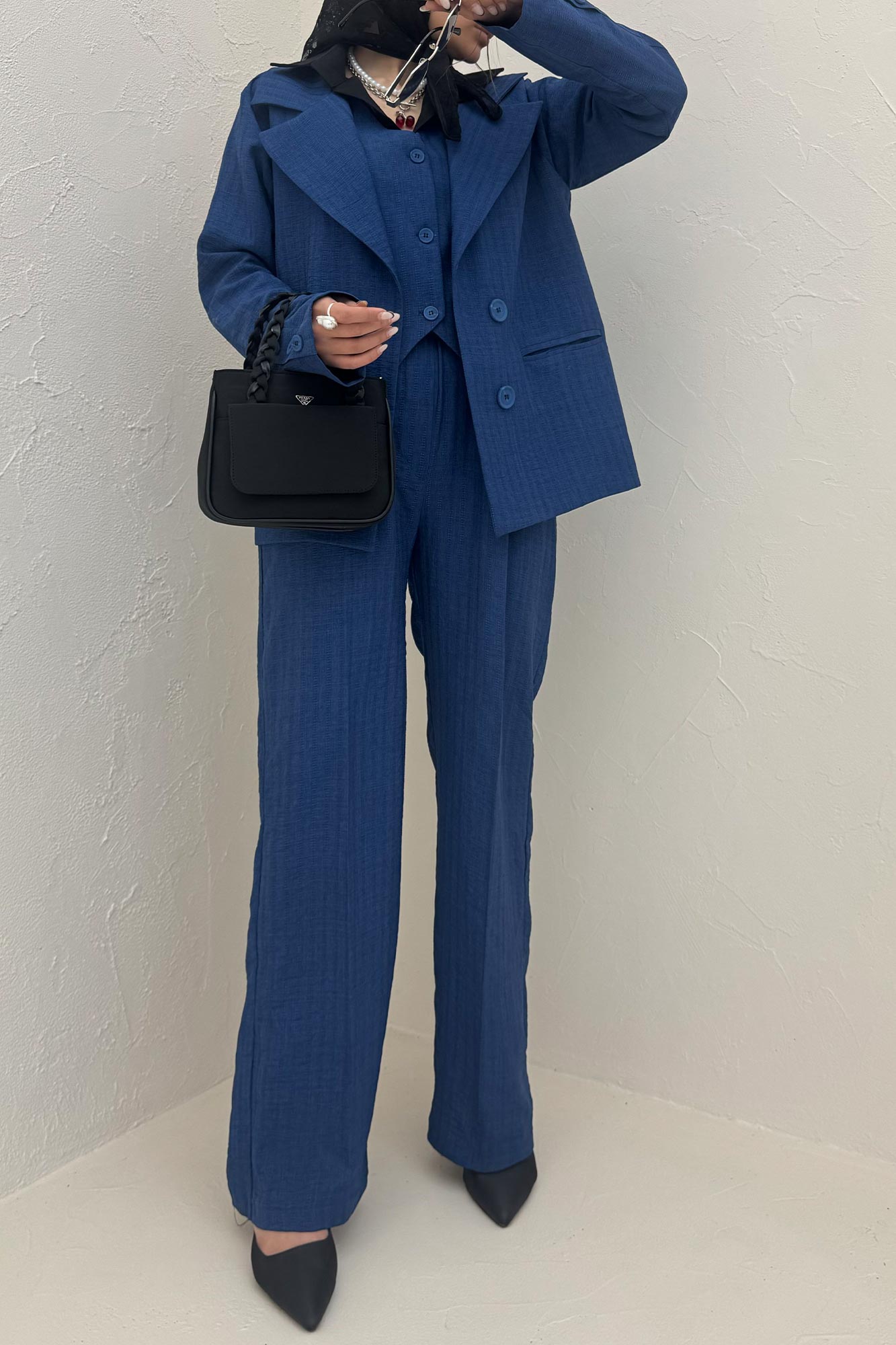 ست کت و شلوار ژیله دار شانتون زیپی 