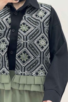 جلیقه و دامن پایین چین سوزن دوزی