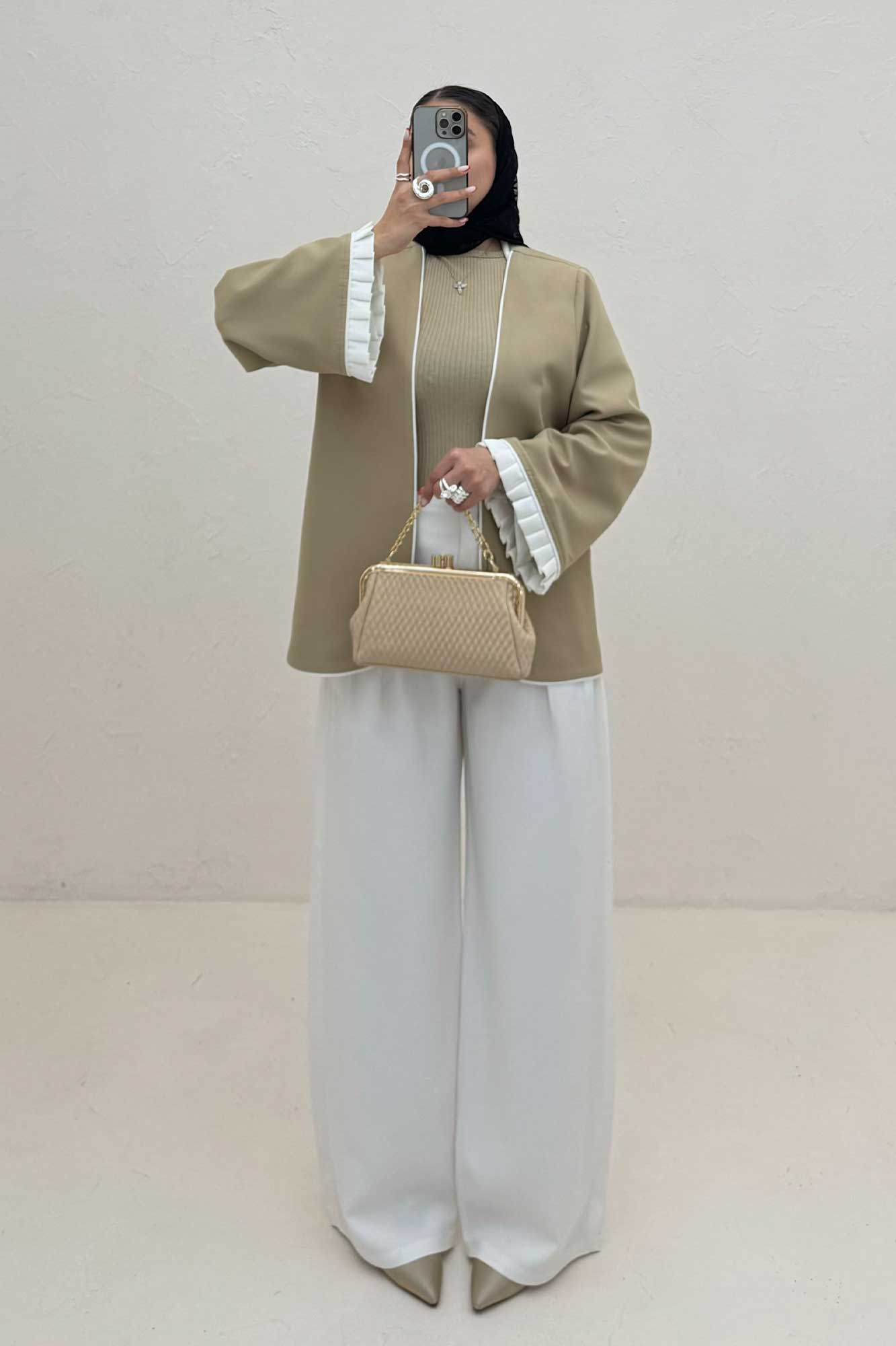 کت مازراتی مغزی دوزی آستین پیلیسه تور