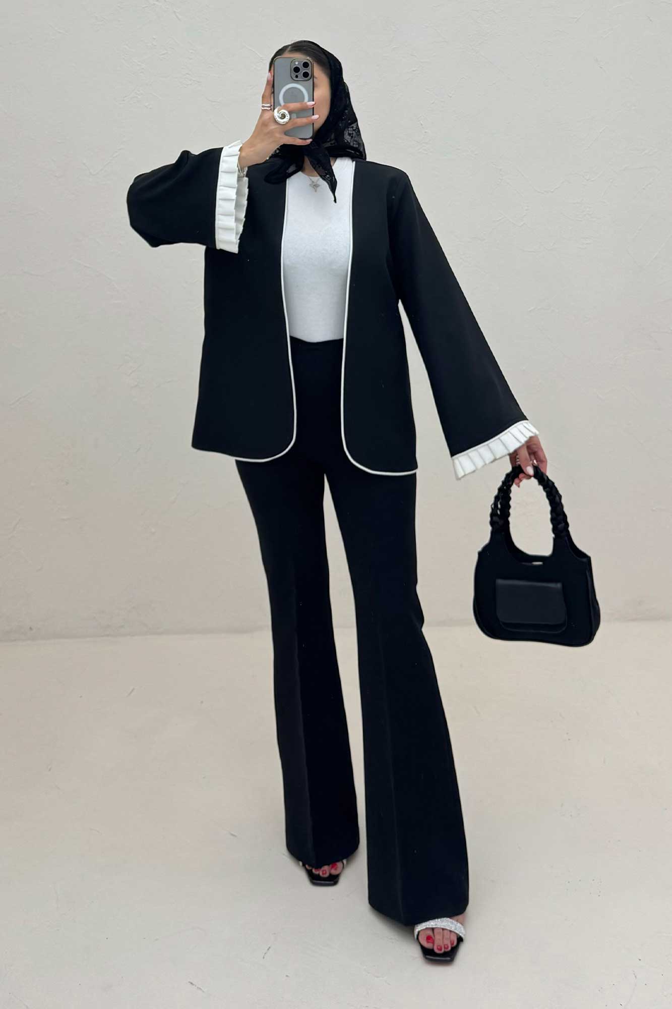 کت مازراتی مغزی دوزی آستین پیلیسه تور