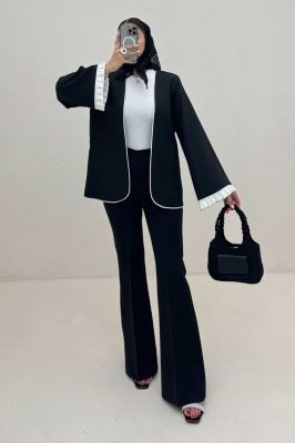 کت مازراتی مغزی دوزی آستین پیلیسه تور