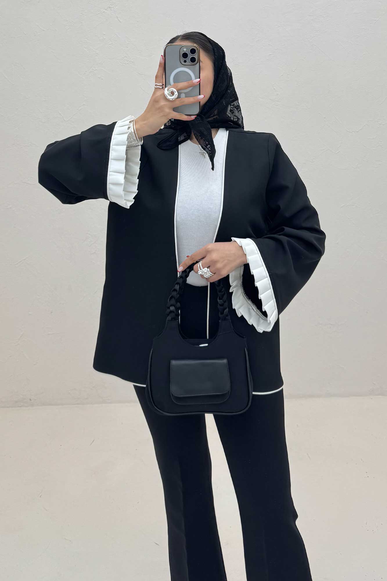 کت مازراتی مغزی دوزی آستین پیلیسه تور