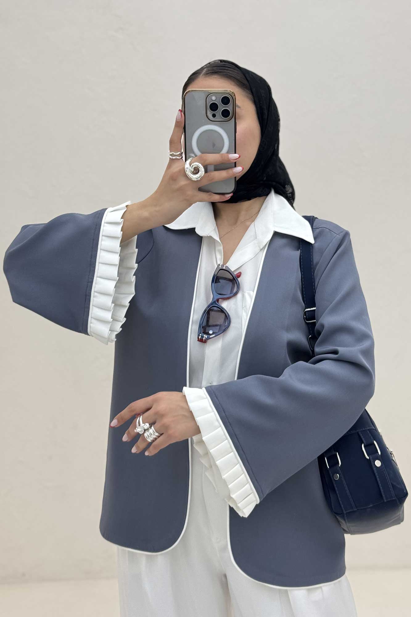 کت مازراتی مغزی دوزی آستین پیلیسه تور