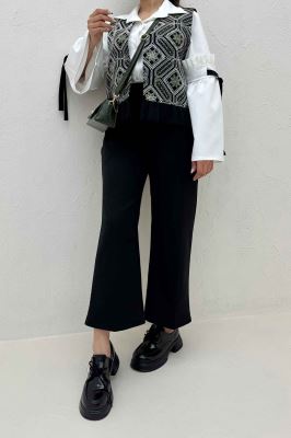 جلیقه و شلوار مازراتی چین دار سوزن دوزی