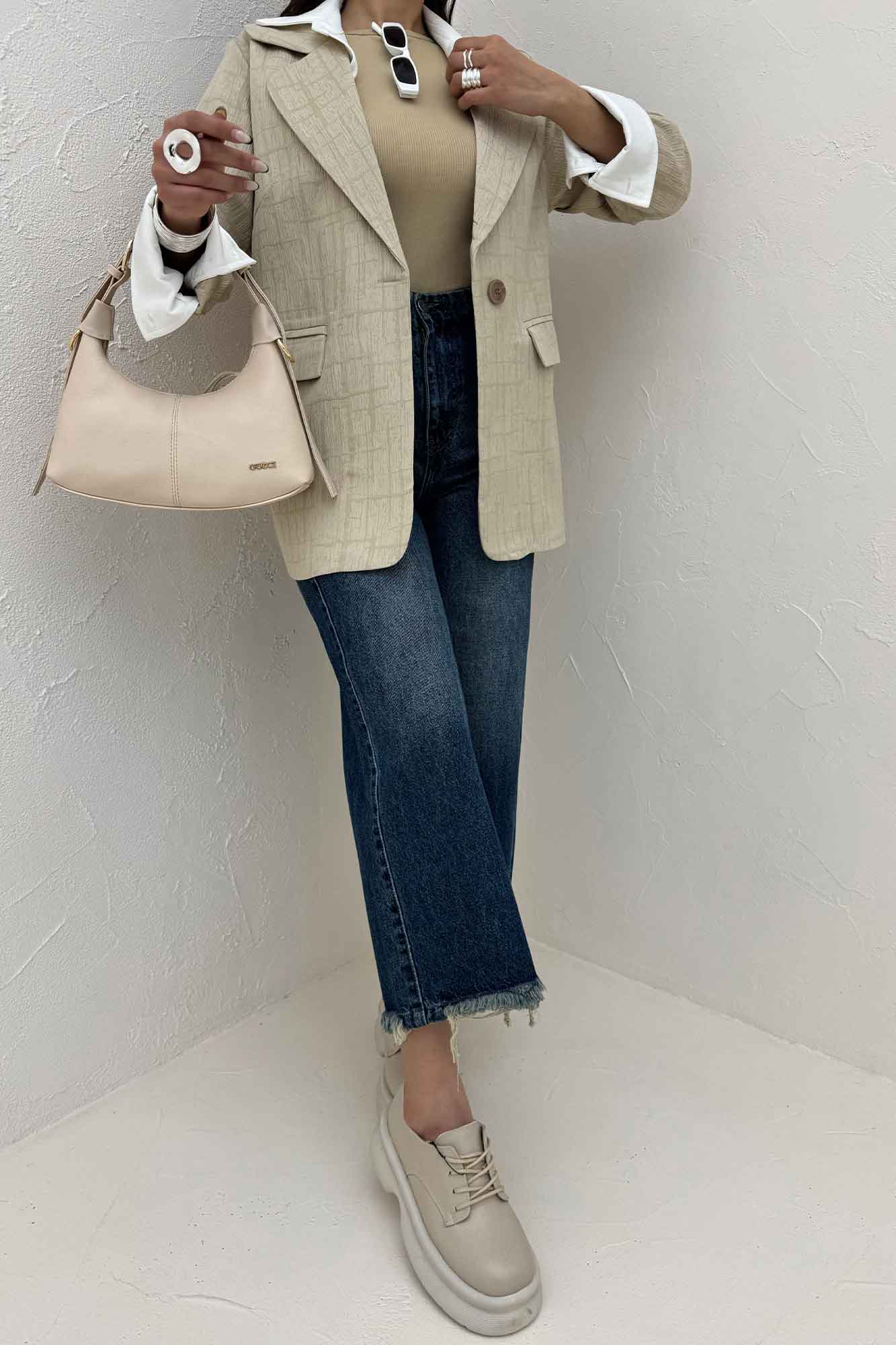 کت ژاکارد یقه ب ب لارسا