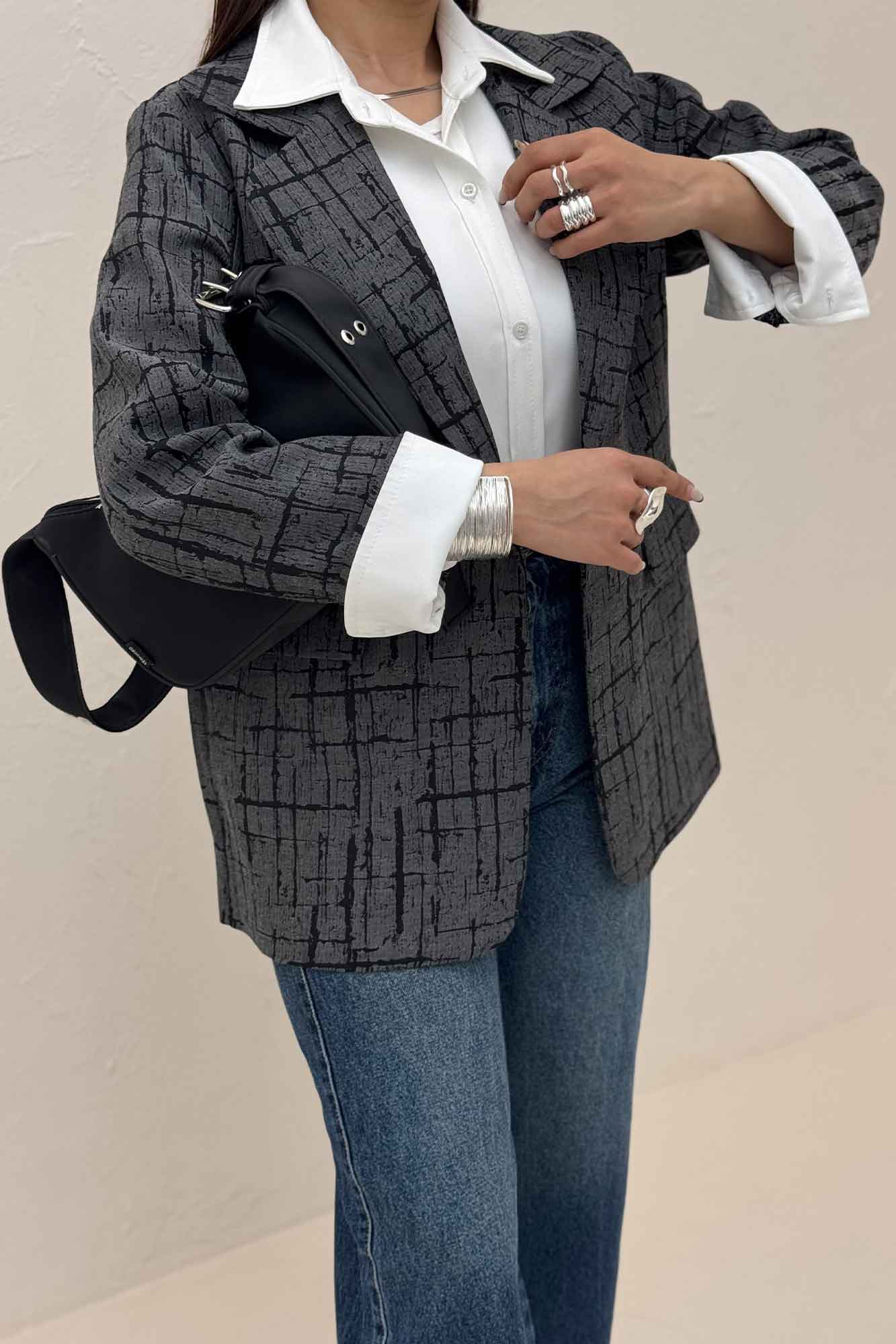 کت ژاکارد یقه ب ب لارسا