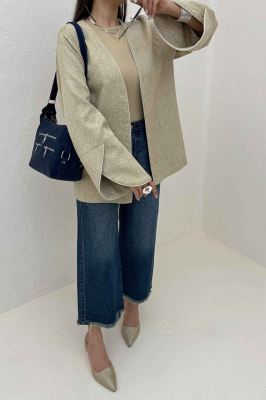 کت ژاکارد مغزی دوزی آستین چپ و راستی