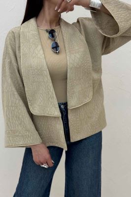 کت ژاکارد مغزی دوزی یقه آمریکایی