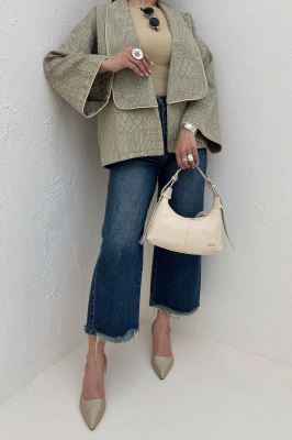 کت ژاکارد مغزی دوزی یقه آمریکایی