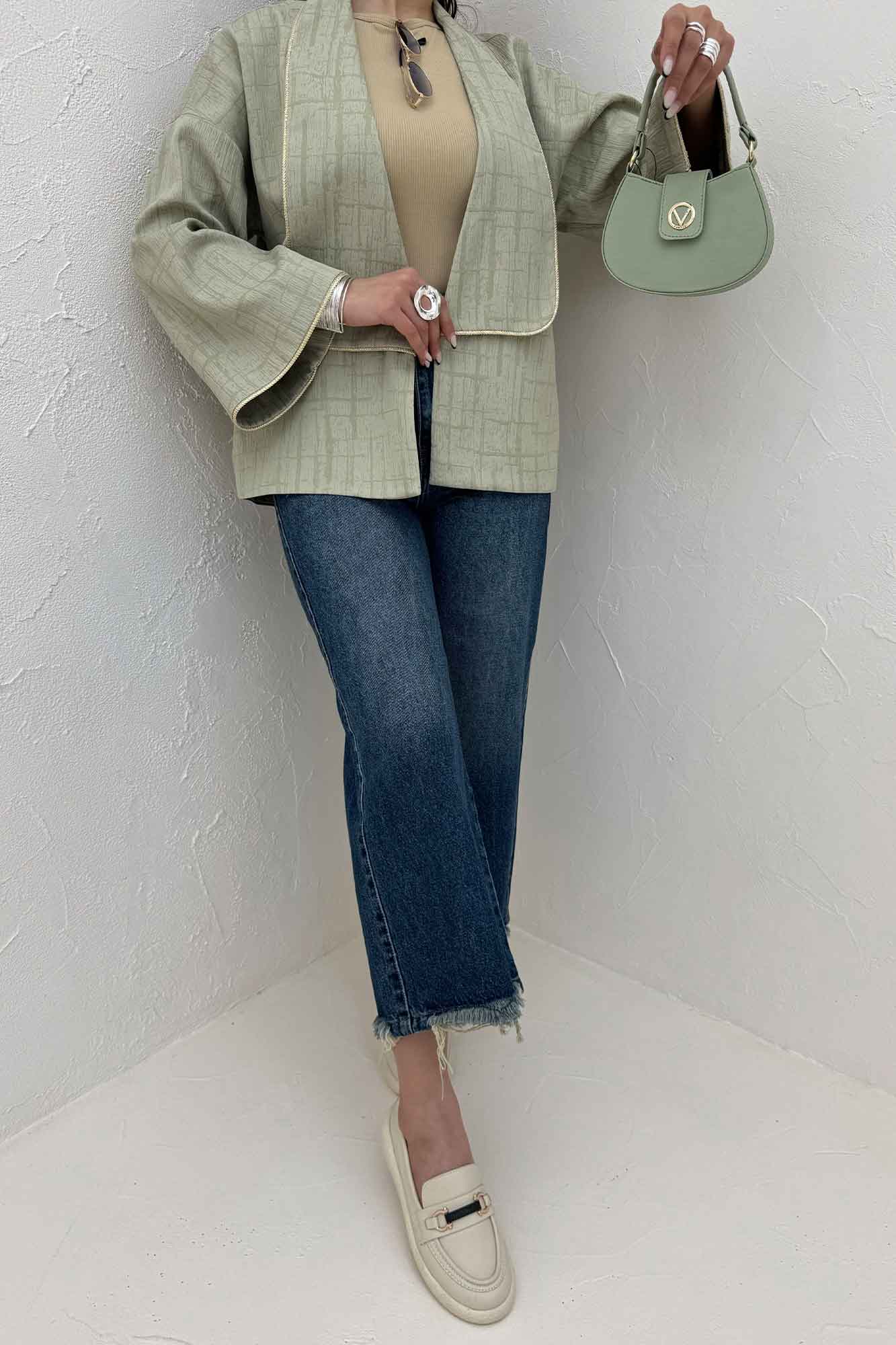 کت ژاکارد مغزی دوزی یقه آمریکایی