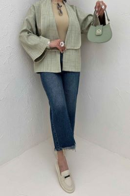 کت ژاکارد مغزی دوزی یقه آمریکایی