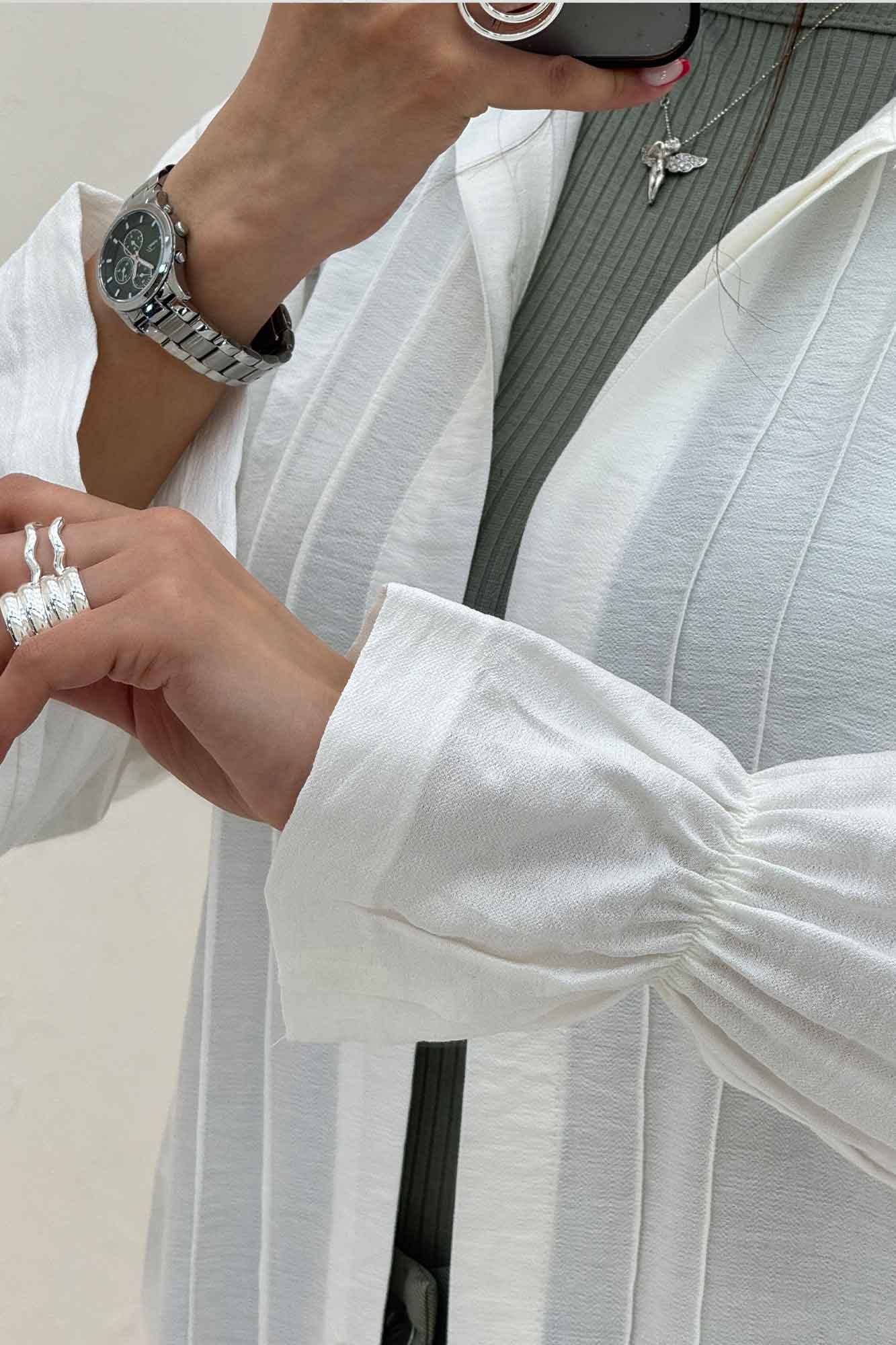 شومیز مانتویی خط دار آستین کش کرسپو