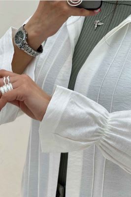 شومیز مانتویی خط دار آستین کش کرسپو