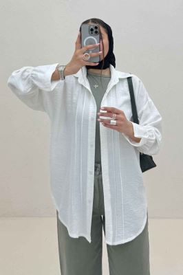 شومیز مانتویی خط دار آستین کش کرسپو