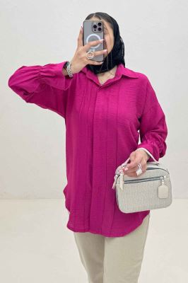 شومیز مانتویی خط دار آستین کش کرسپو