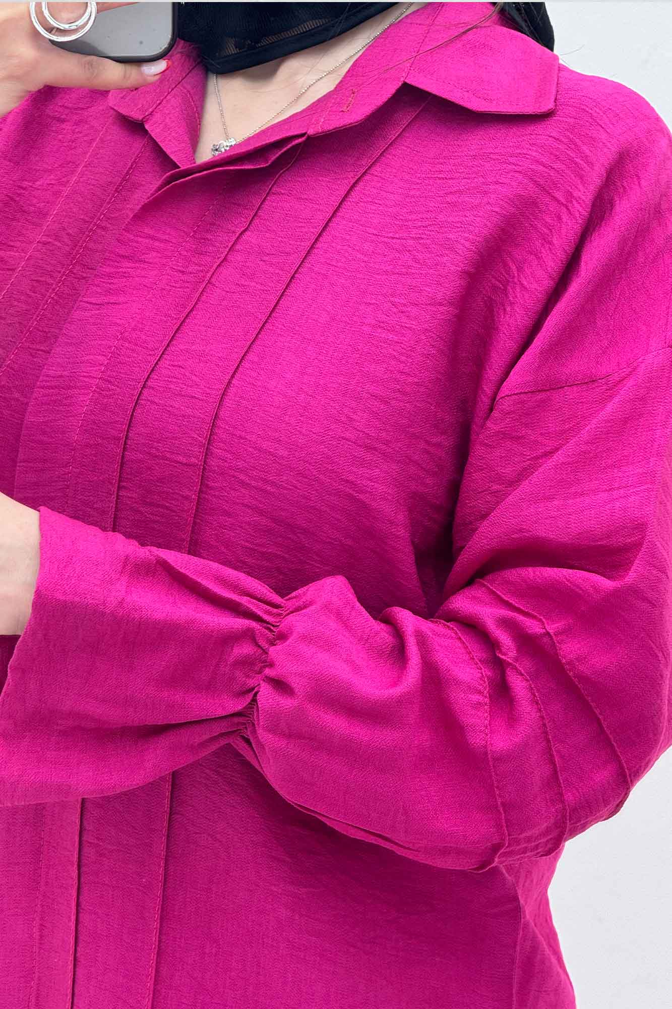 شومیز مانتویی خط دار آستین کش کرسپو