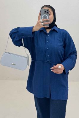 مانتو شانتون زیپی مچ پهن جلو بنددار