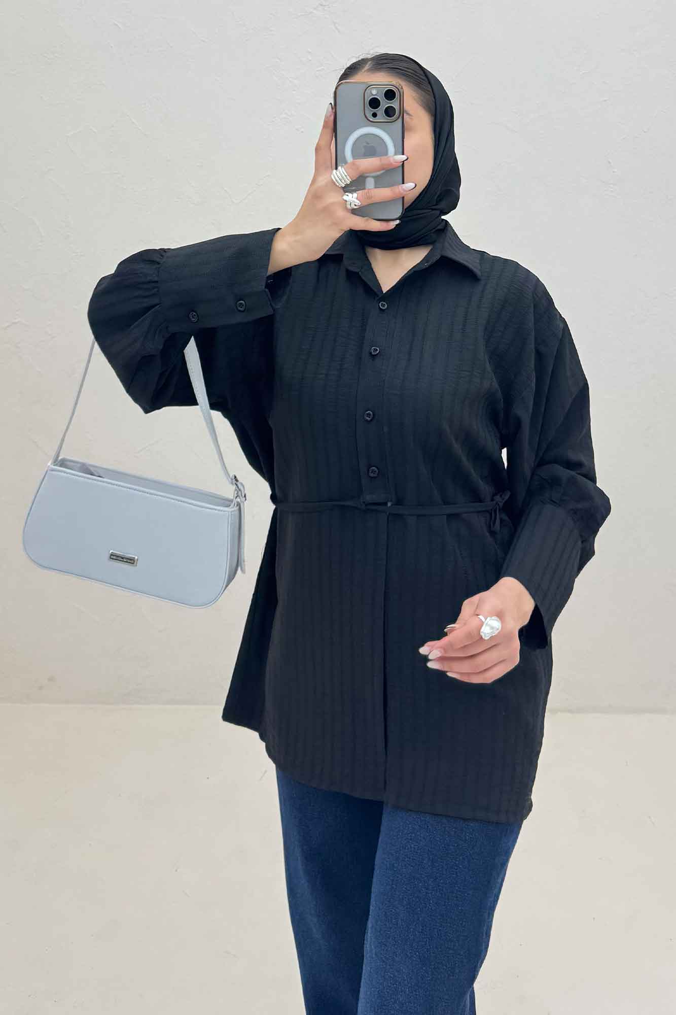 مانتو شانتون زیپی مچ پهن جلو بنددار