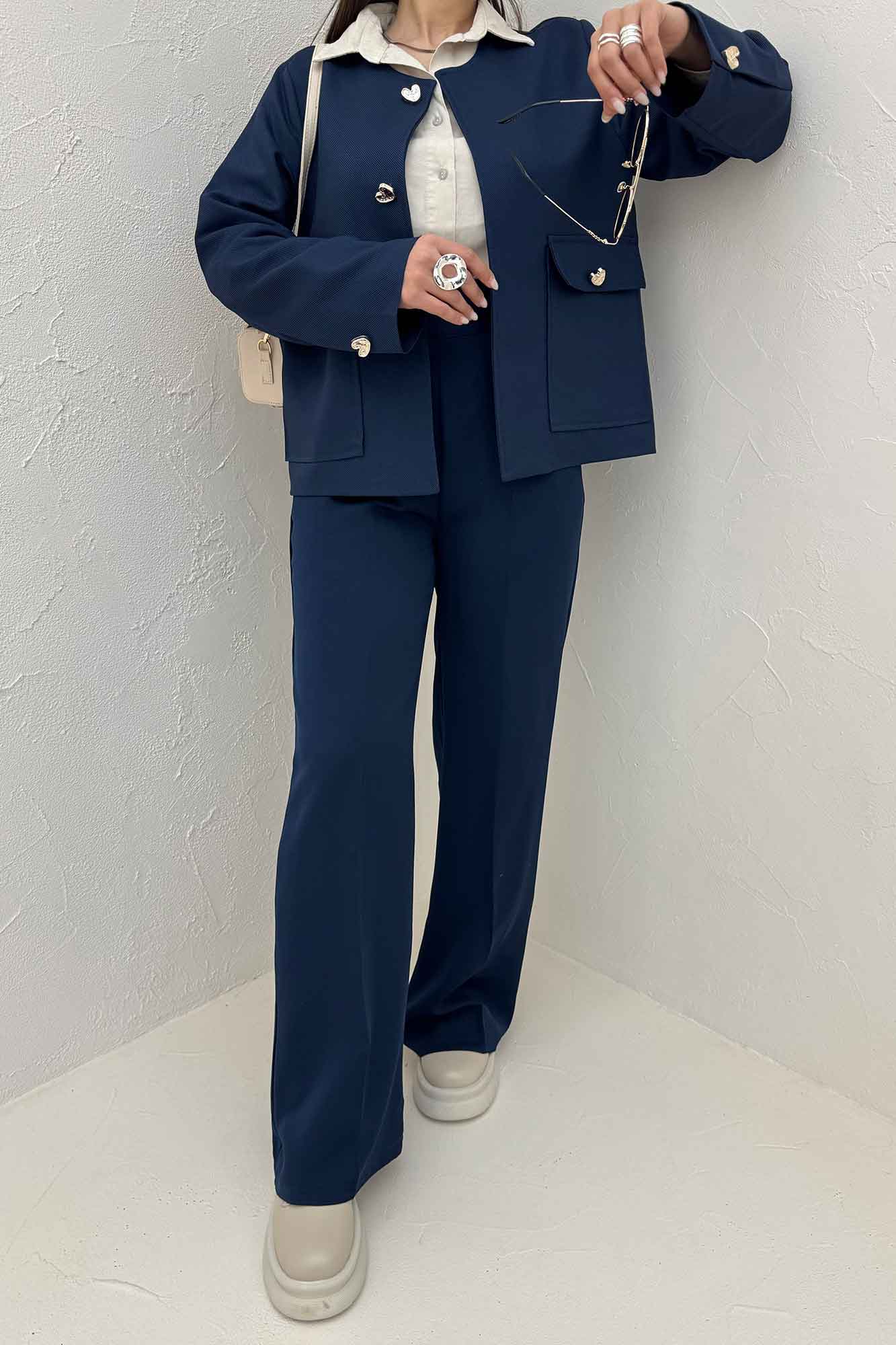 کت یقه گرد دو جیب پاکتی مازراتی کجراه