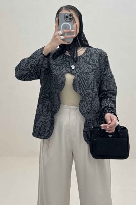 کت ژاکارد جلو موجی تک دکمه