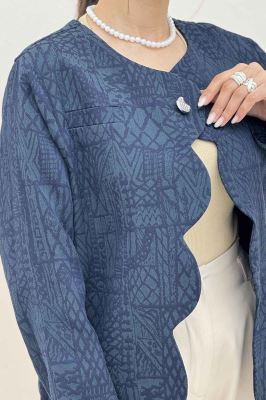 کت ژاکارد جلو موجی تک دکمه