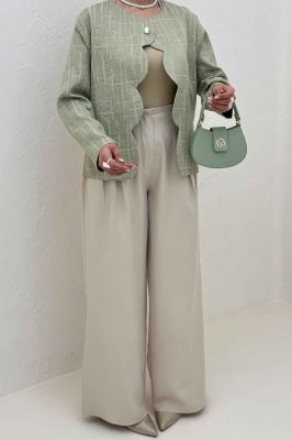 کت ژاکارد جلو موجی تک دکمه