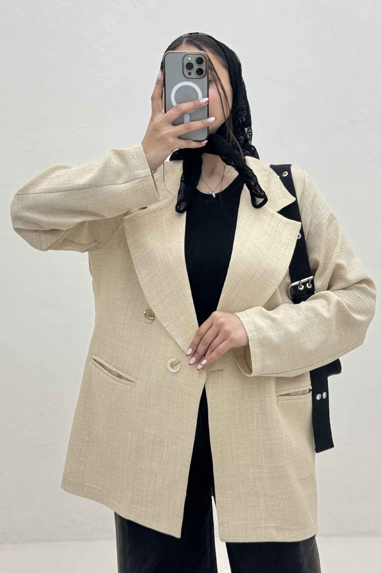 کت شانتون راه راه جیب فیلتو ایشیل