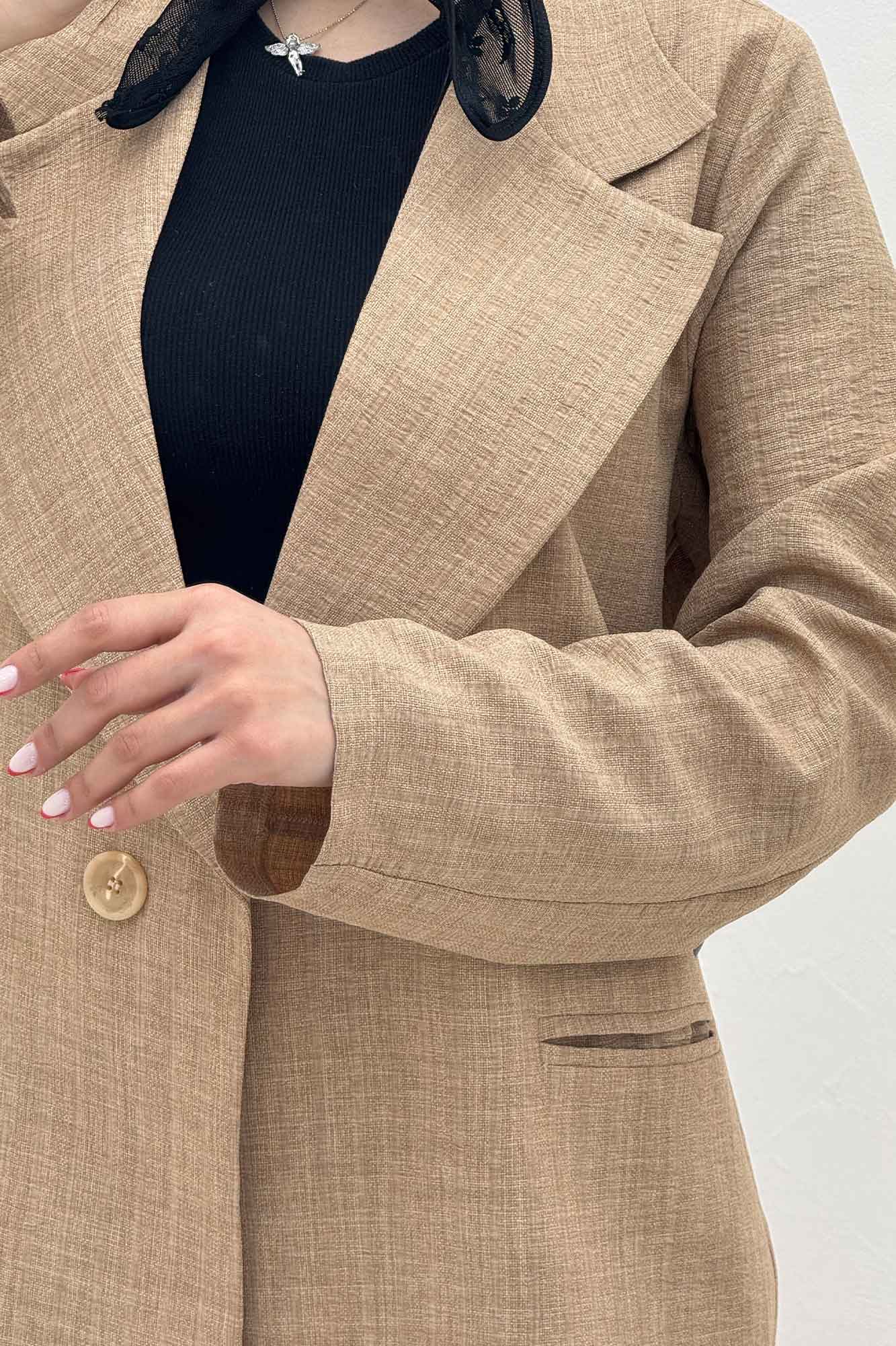 کت شانتون راه راه جیب فیلتو ایشیل